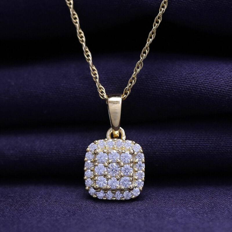 1/3ct Round Cut Moissanite Cluster Pendant 18" Necklace 925 Sterling Silver - Image 3