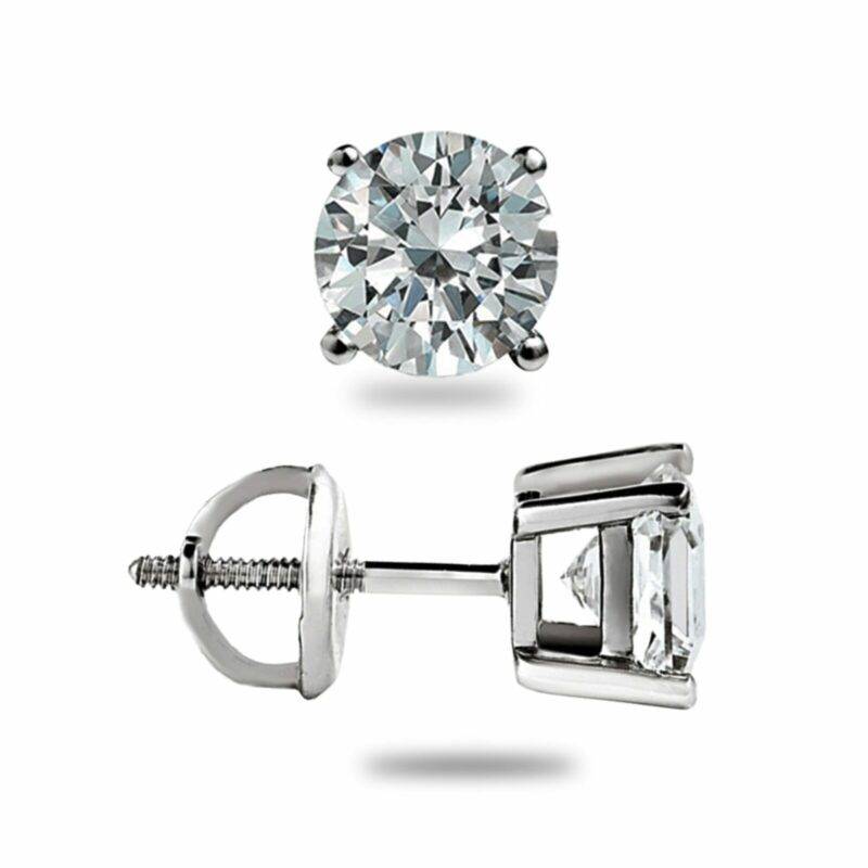 .50 Ct Round Cut GRA Moissanite Studs Earrings 14k White Gold Screw Back Gift - Image 2