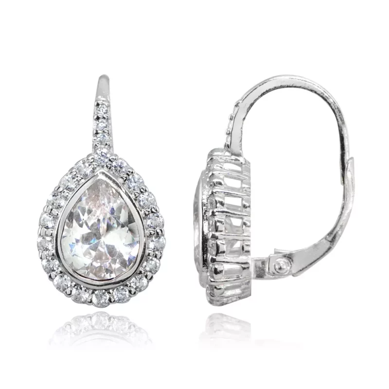 3TCW Pear Cut Moissanite Women's Dangle Earrings 14k White Gold Plated