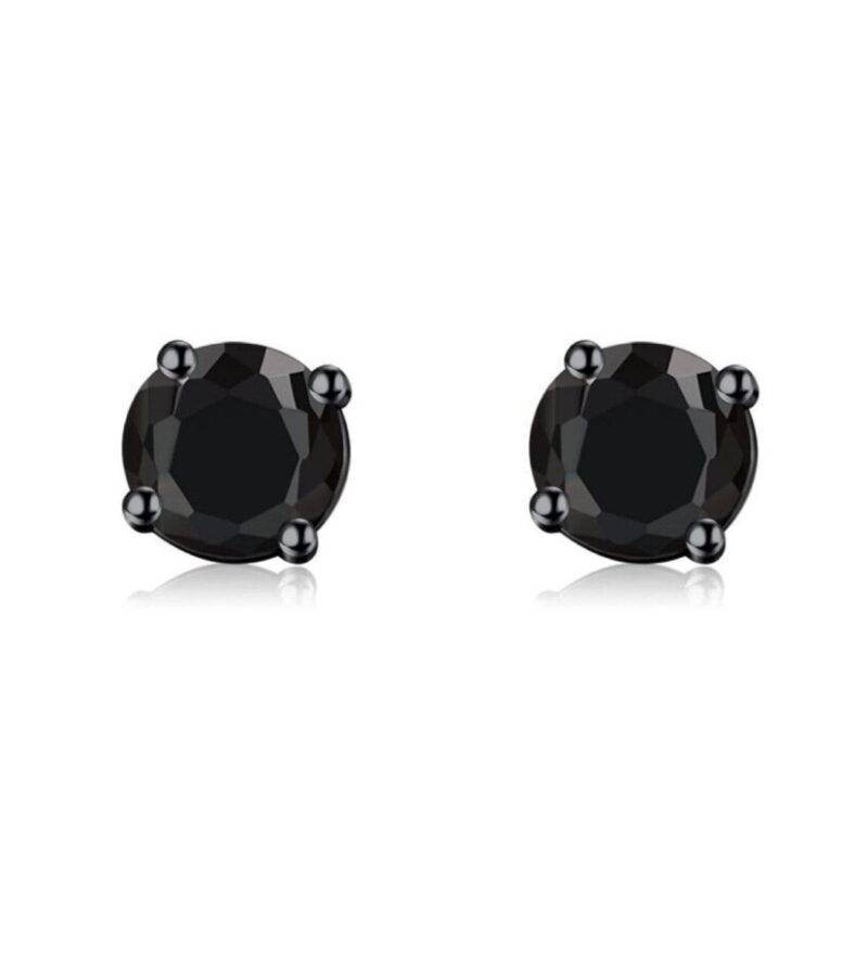 Black Sterling Silver Black Onyx Stud Earrings for Men or Women 6mm - Image 2