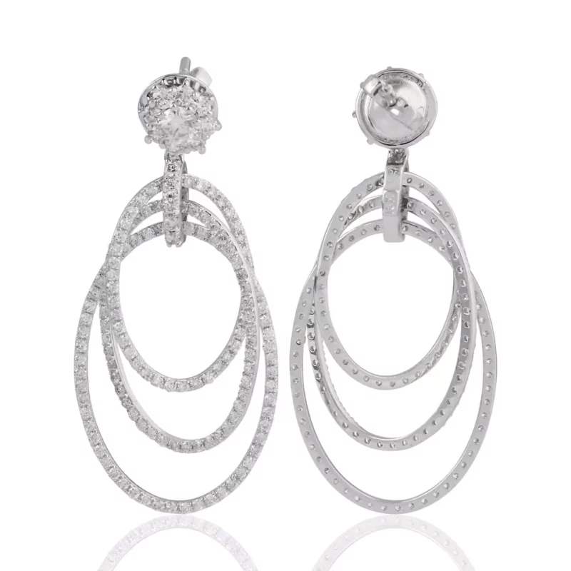 3TCW Round Cut Lab Created Diamond Drop Dangle Wedding Earrings 925 Sterling Silver - Image 5