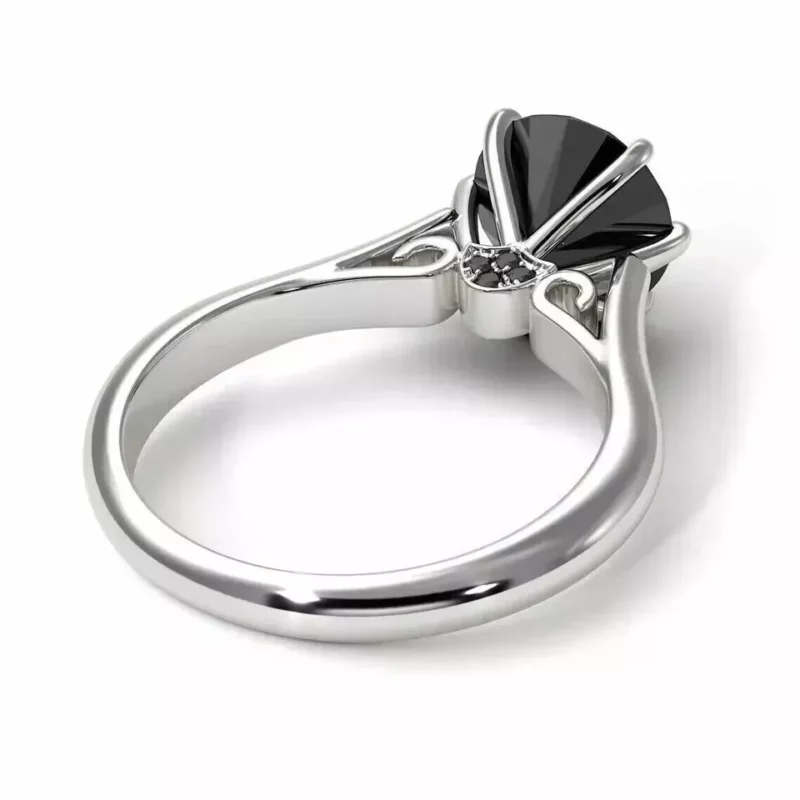 3Ct Round Cut Lab-Created Black Diamond Women's Solitaire Ring 925 Sterling Silver - Image 4