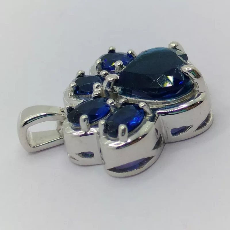 2TCW Lab Created Blue Sapphire Paw Print Pendant With Chain 925 Sterling Silver - Image 3