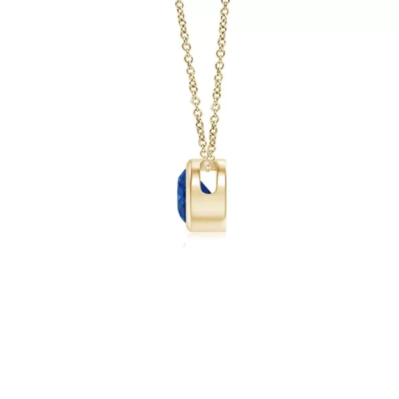 1Ct Round Cut Lab-Created Blue Sapphire Solitaire Pendant Necklace 14K Yellow Gold Plated - Image 4