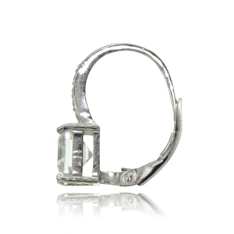 3TCW Asscher Cut Moissanite Women's Hoop Earrings 14k White Gold Plated - Image 2