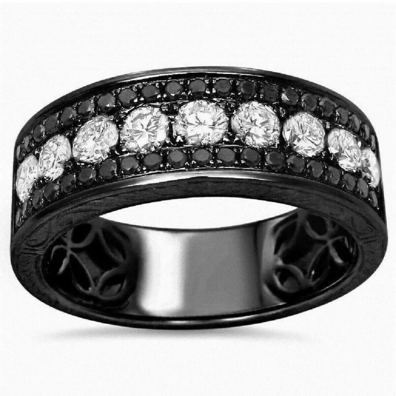 4Ct Round Cut Lab Created Diamond Anniversary Band Ring In 14K Black Gold Plated - Image 3