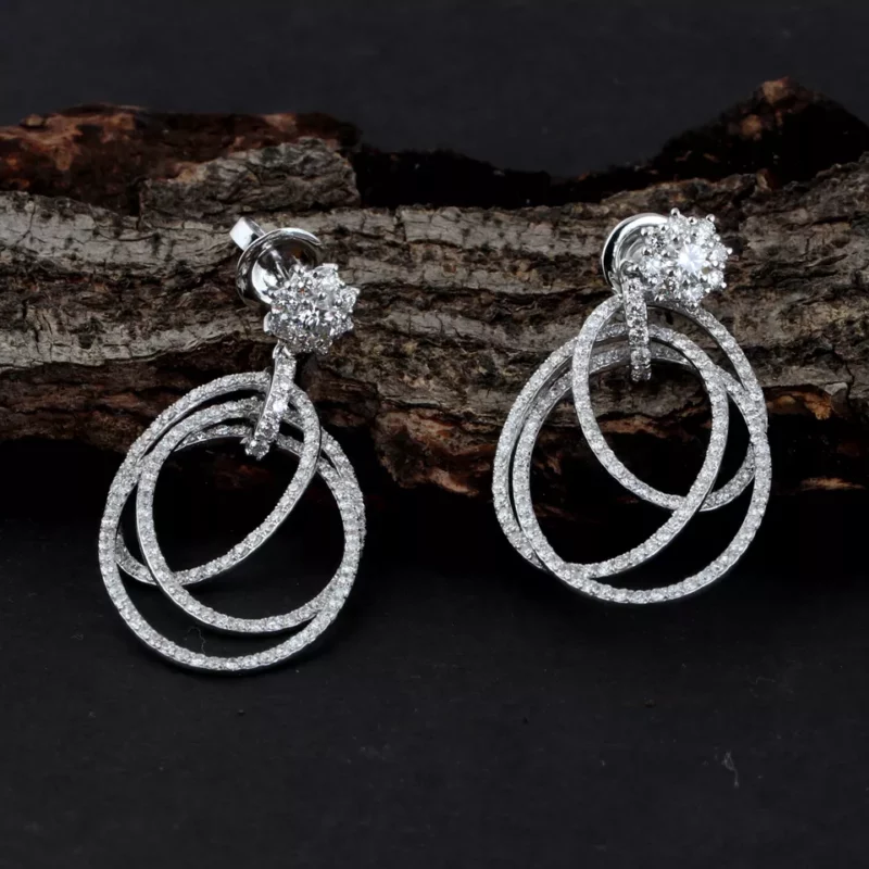 3TCW Round Cut Lab Created Diamond Drop Dangle Wedding Earrings 925 Sterling Silver - Image 6