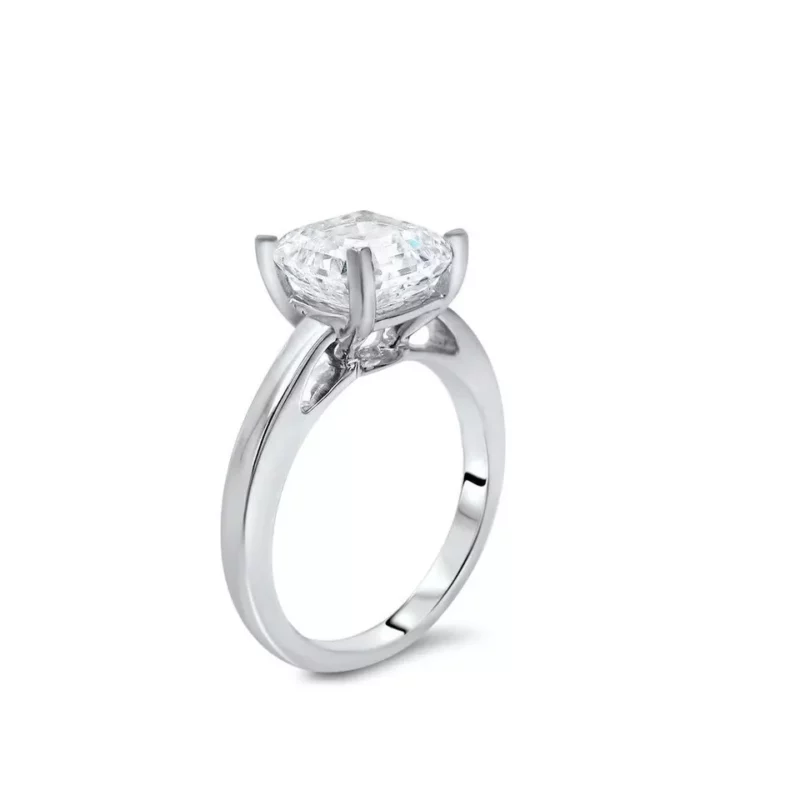 2Ct Asscher Cut Moissanite Engagement Solitaire Ring Women's in 14K White Gold Plated - Image 3