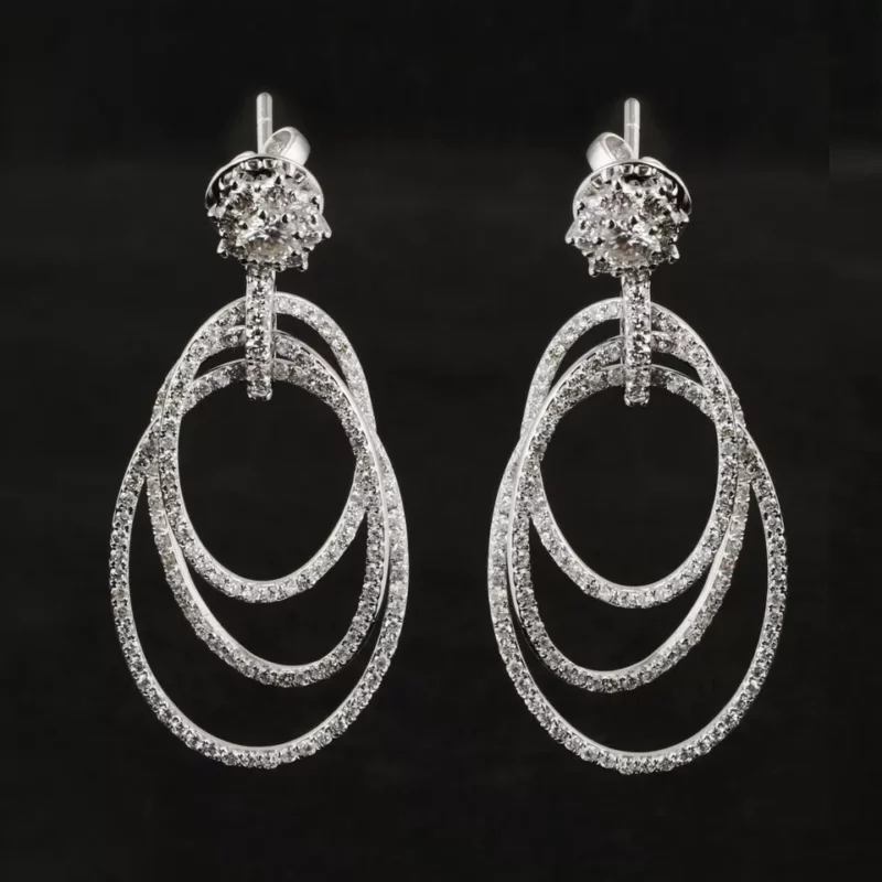 3TCW Round Cut Lab Created Diamond Drop Dangle Wedding Earrings 925 Sterling Silver - Image 2