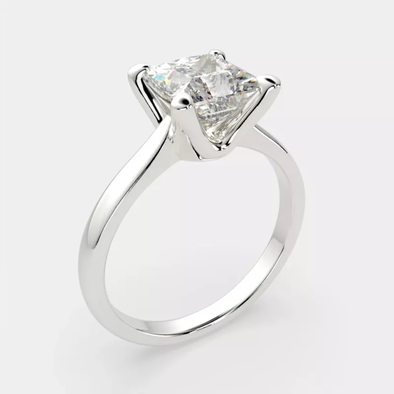 3Ct Princess Cut Real Moissanite Women's Solitaire Engagement Ring 14k White Gold Plated - Image 2