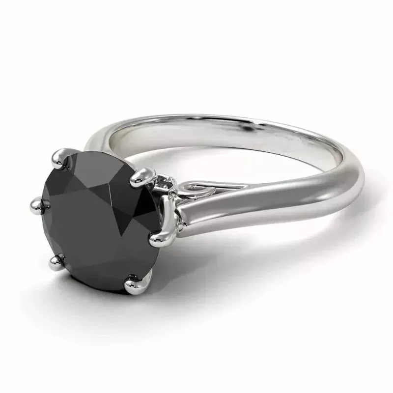 3Ct Round Cut Lab-Created Black Diamond Women's Solitaire Ring 925 Sterling Silver - Image 2