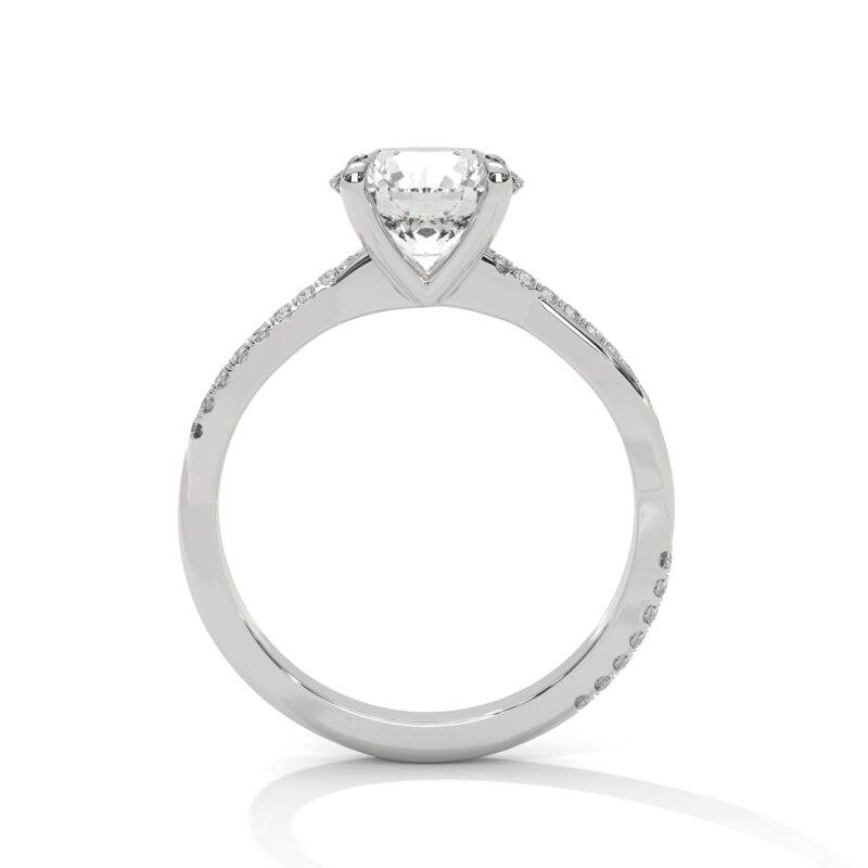 1.50 Ct Round Cut Lab-Grown Diamond 14K Solid White Gold Solitaire With Accents Ring - Image 3