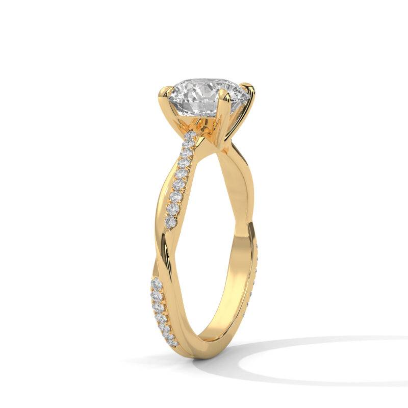 1.50 Carat Round Cut Lab-Grown Diamond Solitaire With Accents Ring 14K Yellow Real Gold - Image 3