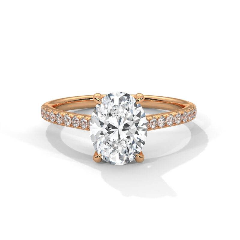 Real 14K Rose Solid Gold 1.50 Carat Oval Cut Lab-Grown Diamond Solitaire Ring - Image 2