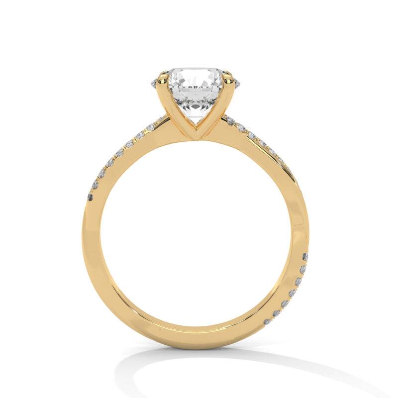 1.50 Carat Round Cut Lab-Grown Diamond Solitaire With Accents Ring 14K Yellow Real Gold - Image 4