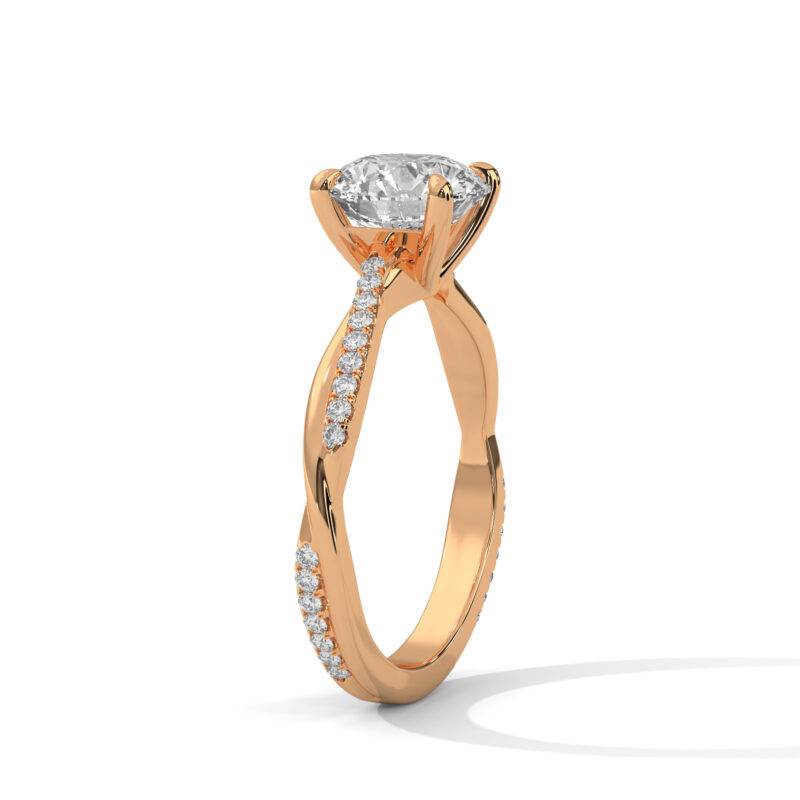 14K Rose Real Gold 1.50 TCW Round Cut Lab-Grown Diamond Wedding Solitaire Accents Ring - Image 3