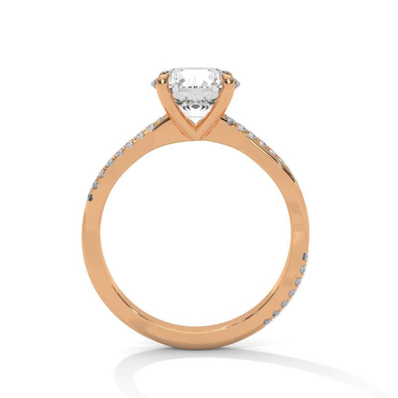 14K Rose Real Gold 1.50 TCW Round Cut Lab-Grown Diamond Wedding Solitaire Accents Ring - Image 4