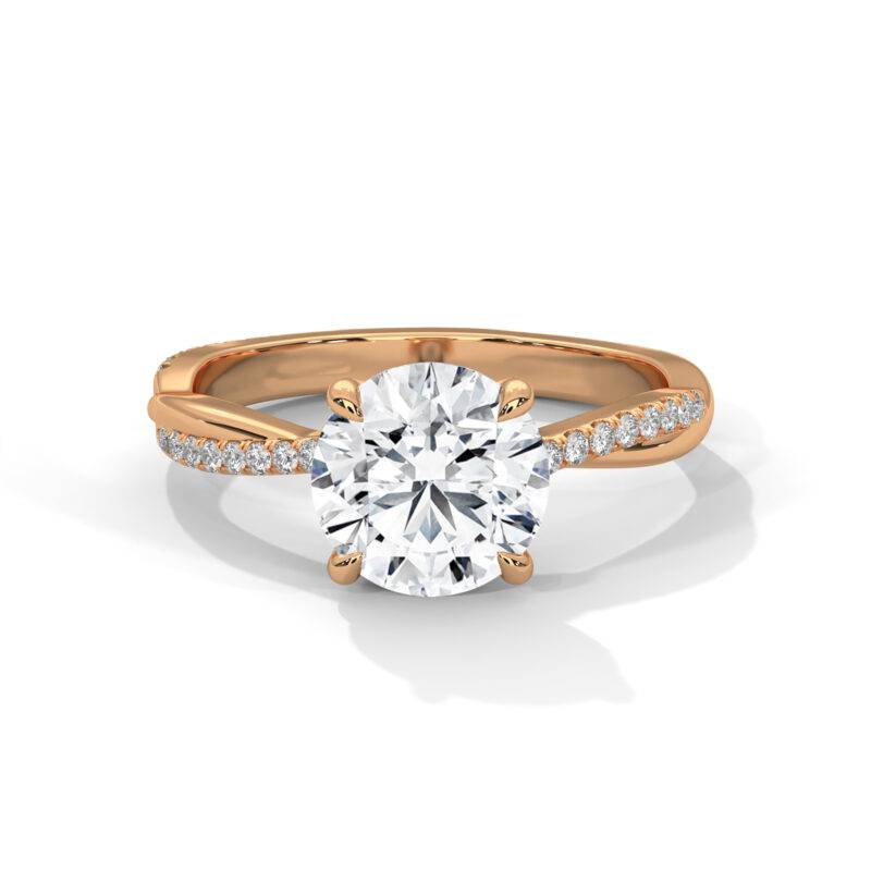 14K Rose Real Gold 1.50 TCW Round Cut Lab-Grown Diamond Wedding Solitaire Accents Ring - Image 2