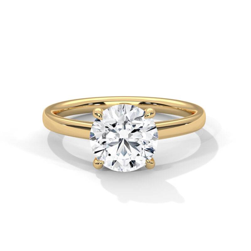 1 Ct Round Cut Lab-Grown Diamond 14K Yellow Real Gold Engagement Solitaire Ring - Image 2