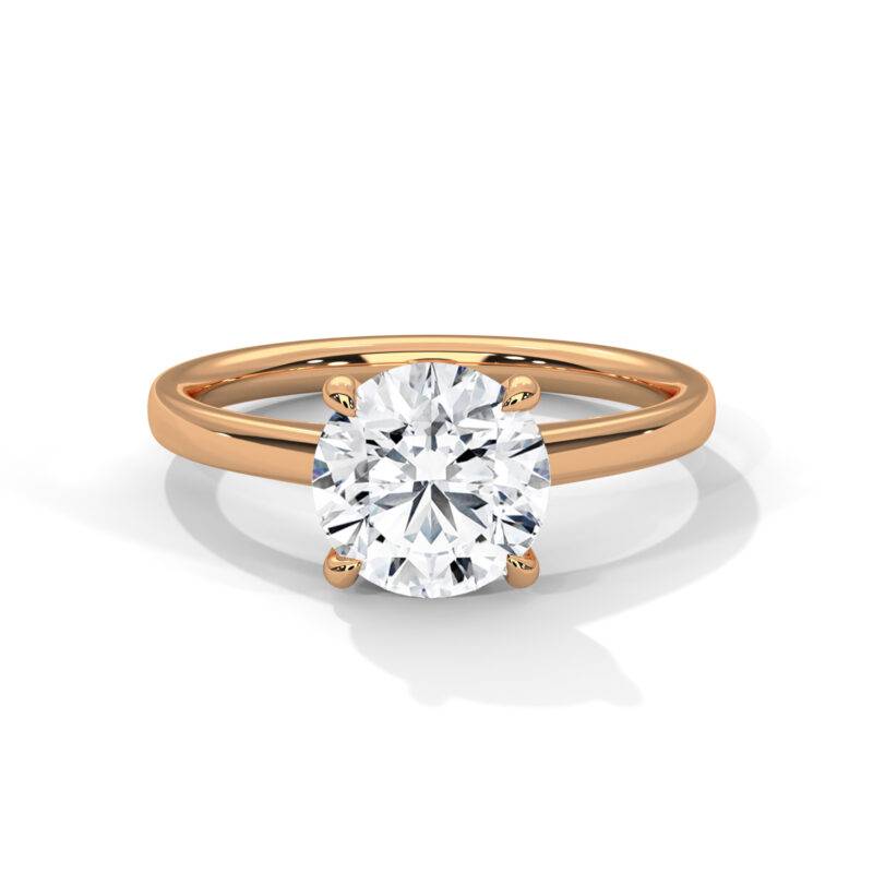 1 Ct Round Cut Lab-Grown Diamond 14K Rose Solid Gold Solitaire Engagement Ring - Image 2