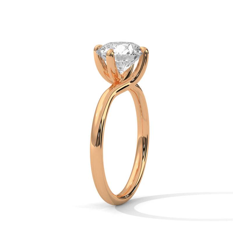 14K Rose Real Gold 2 Ct Round Cut Lab-Grown Diamond Women's Solitaire Ring - Image 3