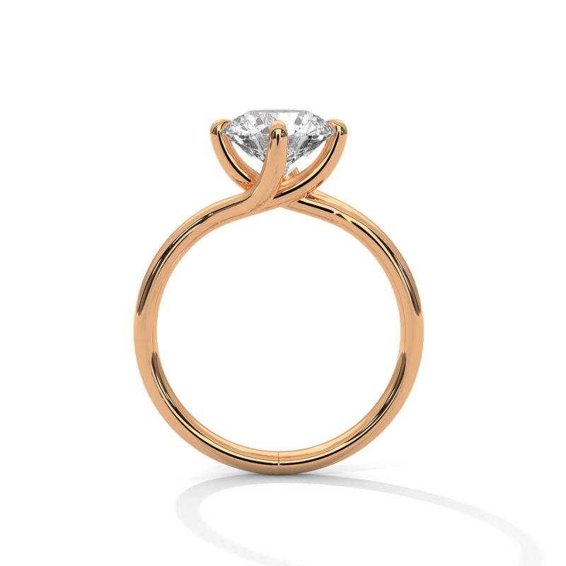 14K Rose Real Gold 2 Ct Round Cut Lab-Grown Diamond Women's Solitaire Ring - Image 4