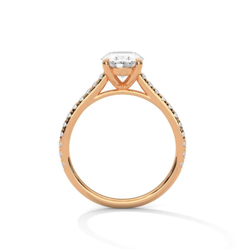 Real 14K Rose Solid Gold 1.50 Carat Oval Cut Lab-Grown Diamond Solitaire Ring - Image 3