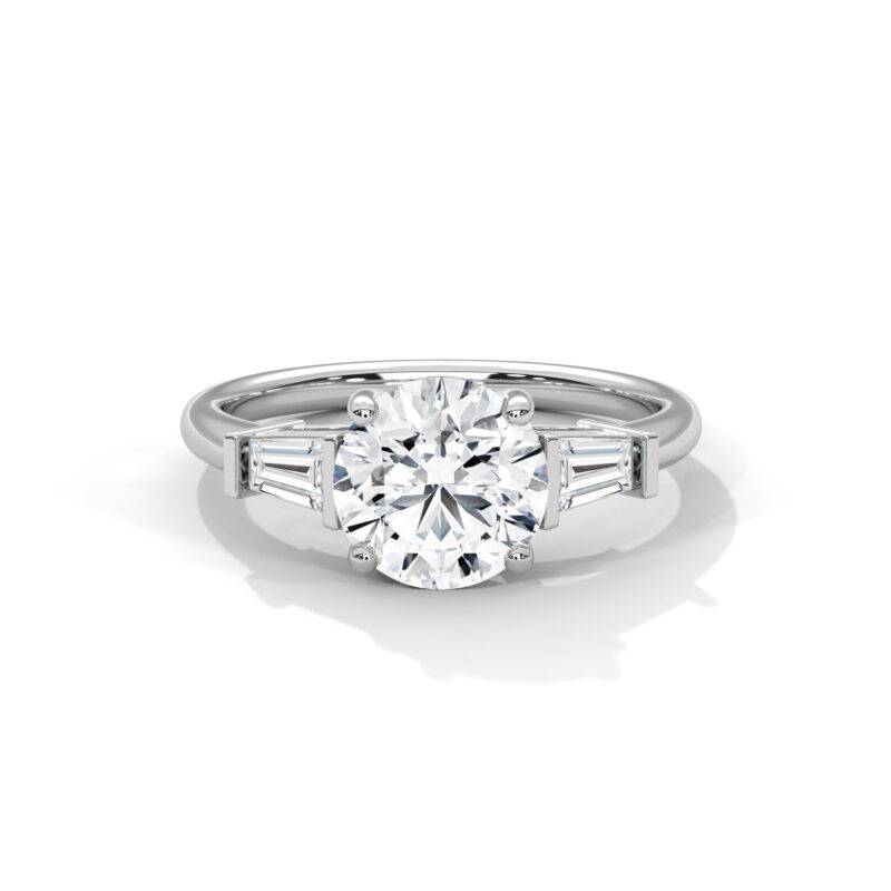 2Ct Round Cut Moissanite Women's Three Stone Ring 925 Sterling Silver