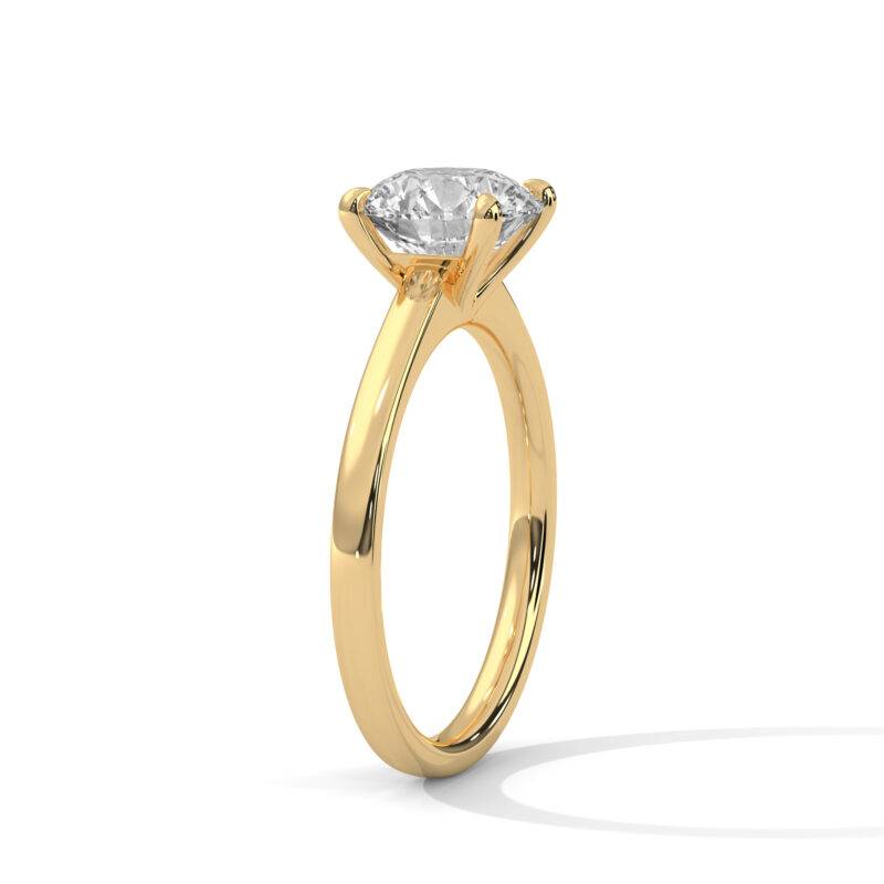 1 Ct Round Cut Lab-Grown Diamond 14K Yellow Real Gold Engagement Solitaire Ring - Image 4