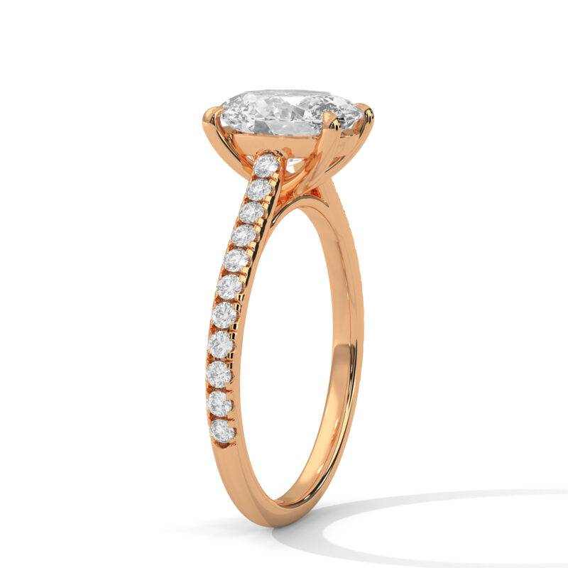 Real 14K Rose Solid Gold 1.50 Carat Oval Cut Lab-Grown Diamond Solitaire Ring - Image 4