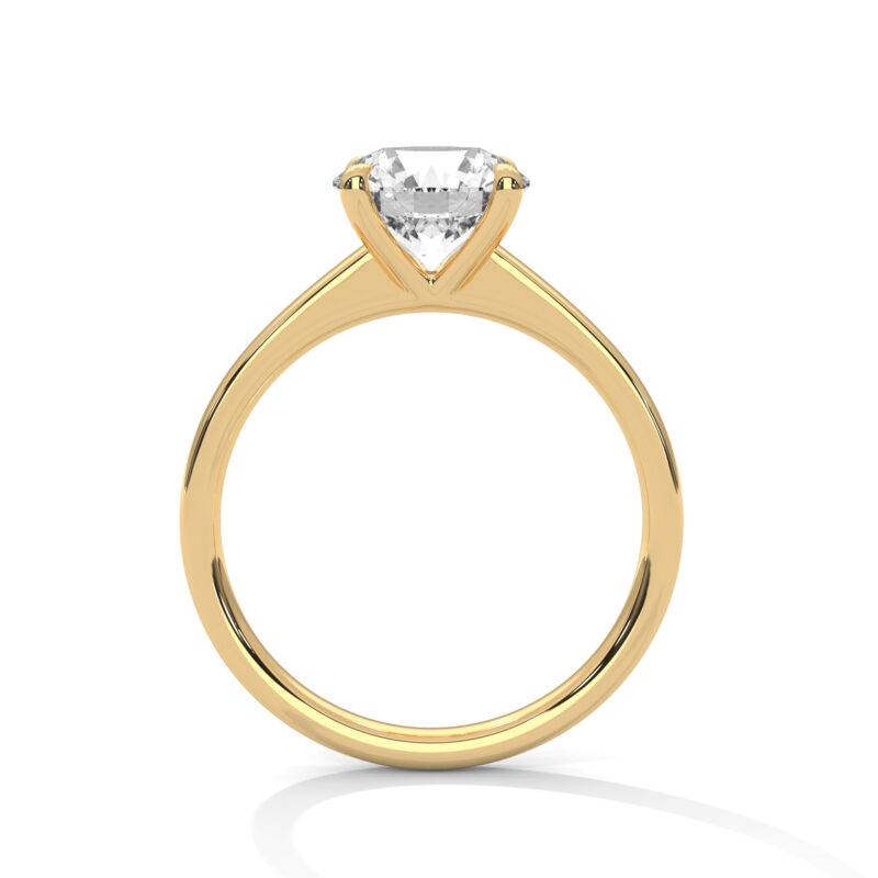 1 Ct Round Cut Lab-Grown Diamond 14K Yellow Real Gold Engagement Solitaire Ring - Image 5